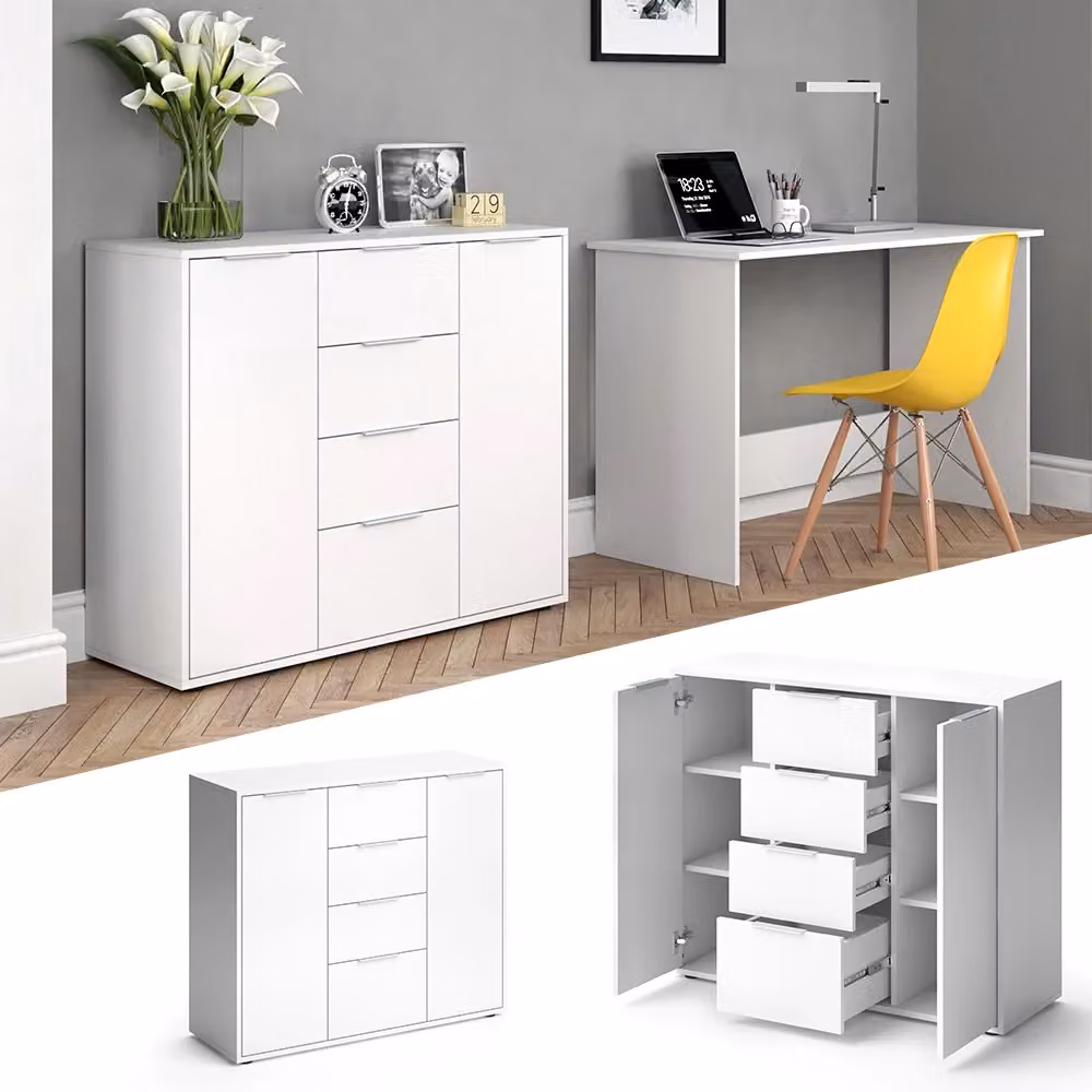 Cassettiera per camera da letto Vicco Bianco L: 100 cm, H: 84 cm, P: 35 cm – 2