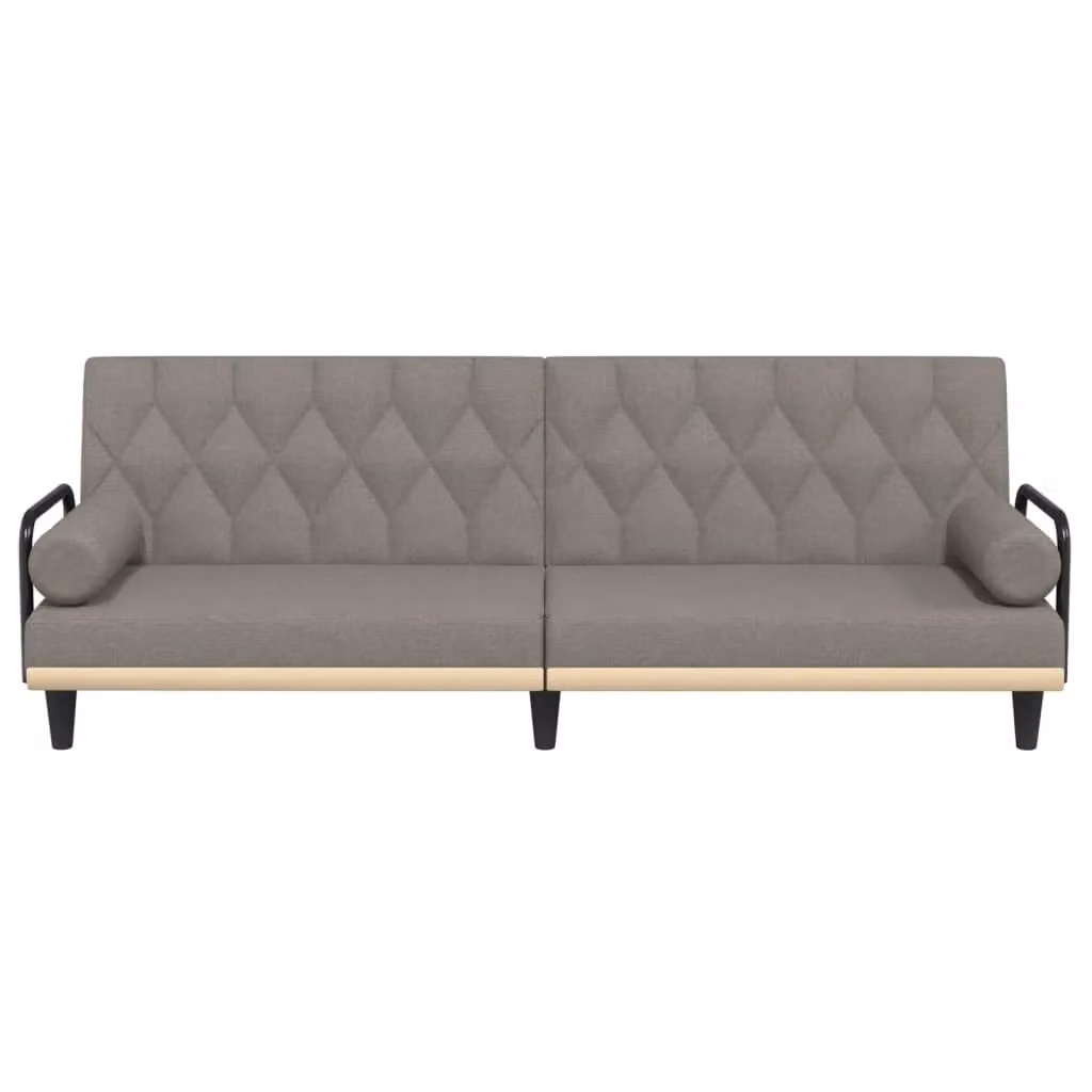 Divano letto click clack moderno in tessuto con poggiatesta regolabile e cuscini inclusi color beige o grigio L/P/H: 205 x 140 x 70 cm – 2