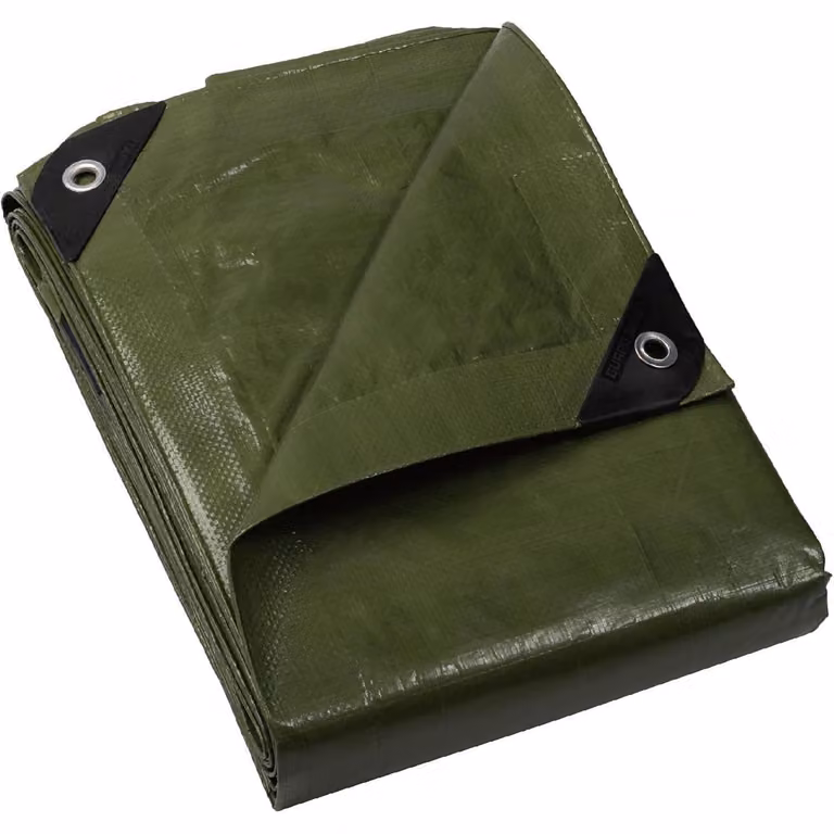Telo in tessuto con occhielli, impermeabile, verde, 6m x 8m, 120g/m², poliestere, resistente alla lacerazione, stabilizzato contro i raggi UV
