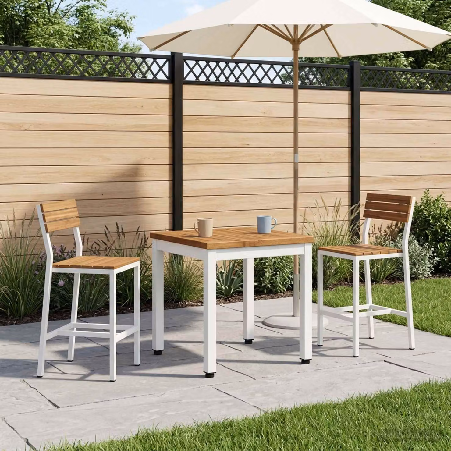 Tavolino da salotto vidaXL in legno di acacia rustico, Bianco e Naturale, L 40 cm x P 40,5 cm x H 36 cm