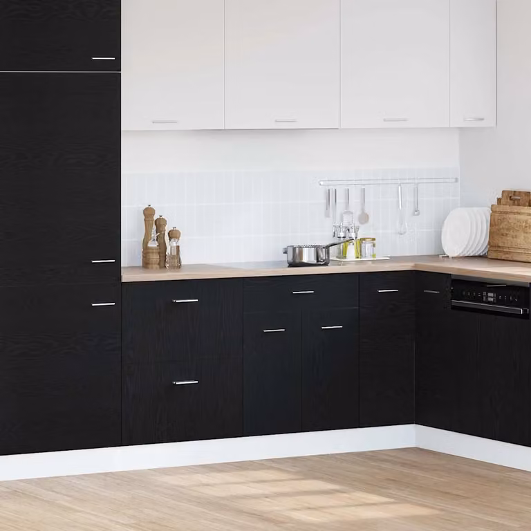 Armadio pensile da cucina moderno vidaXL in MDF nero con ante a battente L 60 cm, P 46 cm, H 81,5 cm