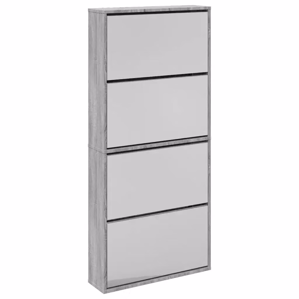 Scarpiera moderna con specchio vidaXL, colore grigio, da appendere a parete, L: 63 cm, P: 17 cm, H: 134 cm – 2