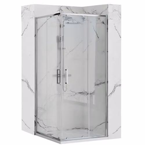 Rea - Box Doccia Punto 80X80 Cabina Doccia Con Piatto Doccia Savoy Vetro Di Sicurezza Temperato Transparent 4mm (Cromo)
