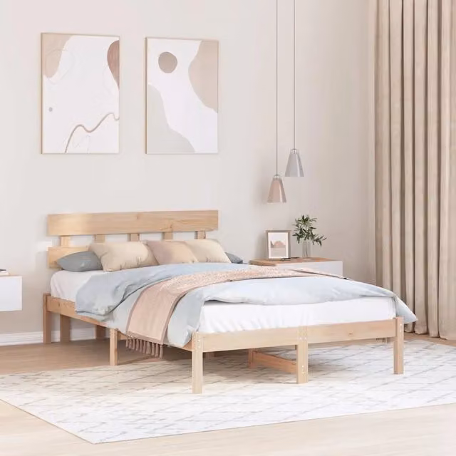 Struttura letto moderna vidaXL in legno massello di pino marrone L 140 cm x P 190 cm