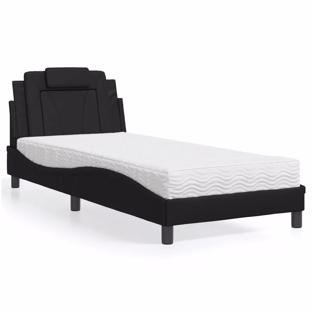 Letto singolo Viana con materasso in similpelle nero, dimensioni 80x200 cm – 2