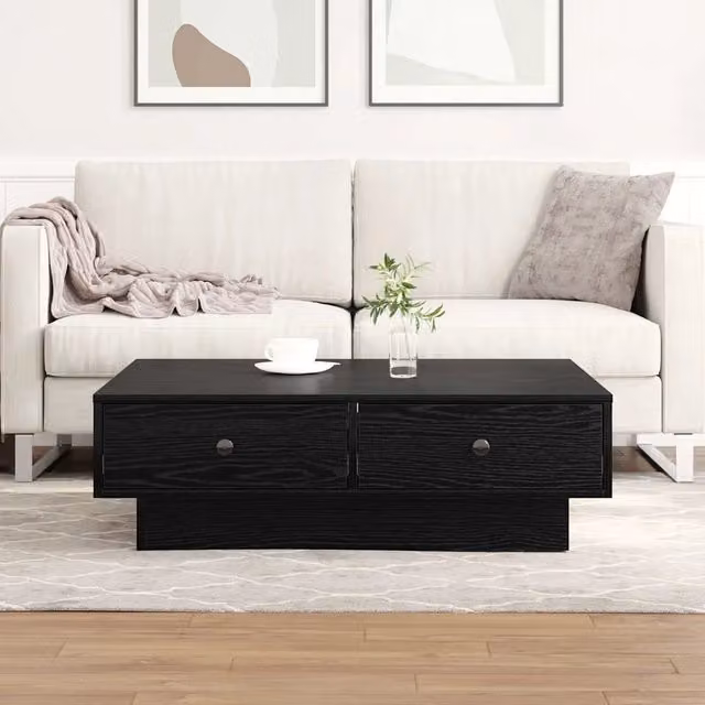 Tavolino da salotto vidaXL in rovere nero, L/P/H: 90 x 90 x 28 cm