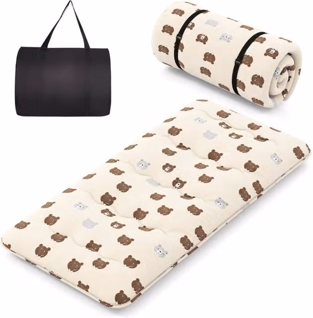 Materasso futon da pavimento pieghevole HELLOSHOP26 in microfibra marrone con fodera lavabile L/P/H: 90 x 200 x 10 cm