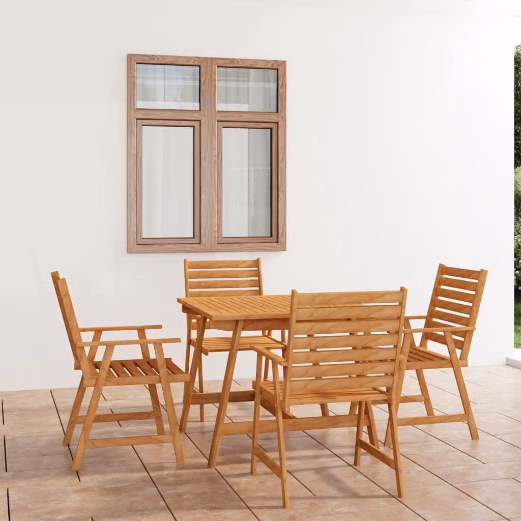 The Living Store Set da pranzo da giardino 5 pz. Set da pranzo da giardino in legno massiccio di acacia