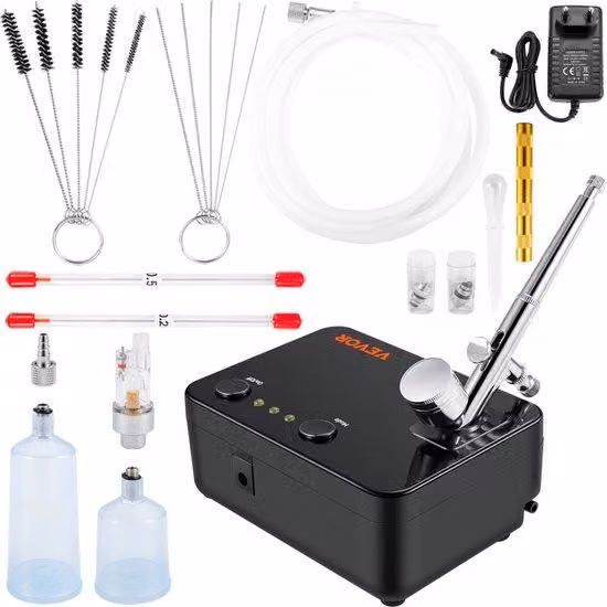Set airbrush compatto con pistola a doppio effetto Mini
