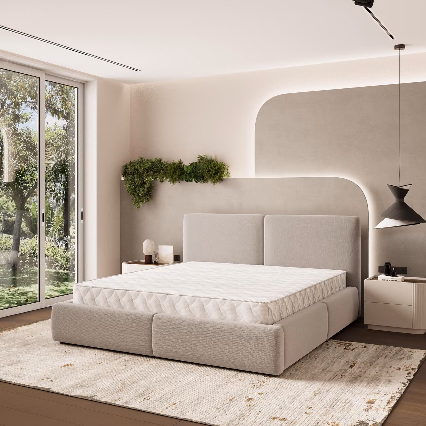 Letto imbottito Masseno FELURO 140x200 cm, letto imbottito con cassetti - Beige, SORO 21