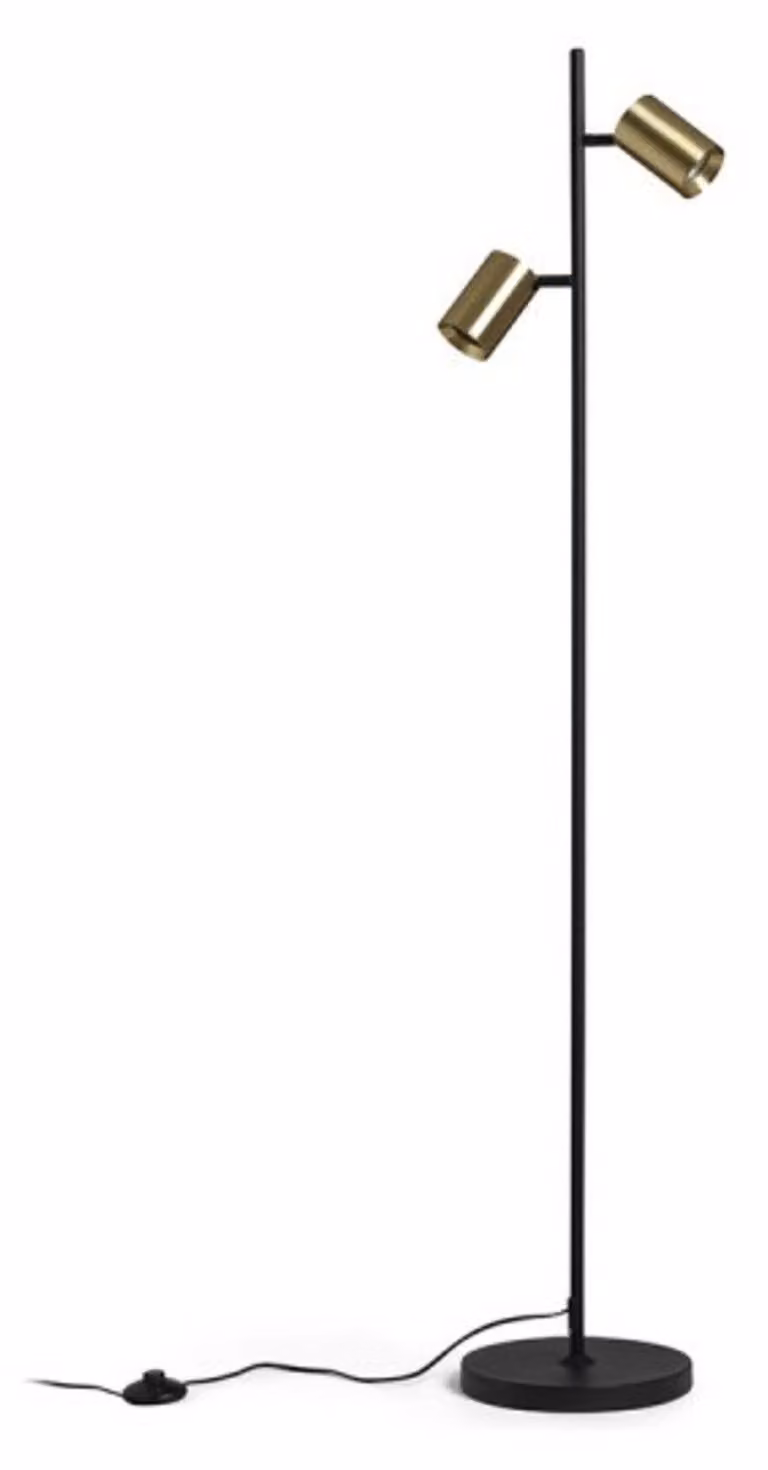 RED - DESIGN RENDL RENDL FLYNN II Lampada da terra nero/ottone spazzolato 230 V GU10 2x9 W R14267
