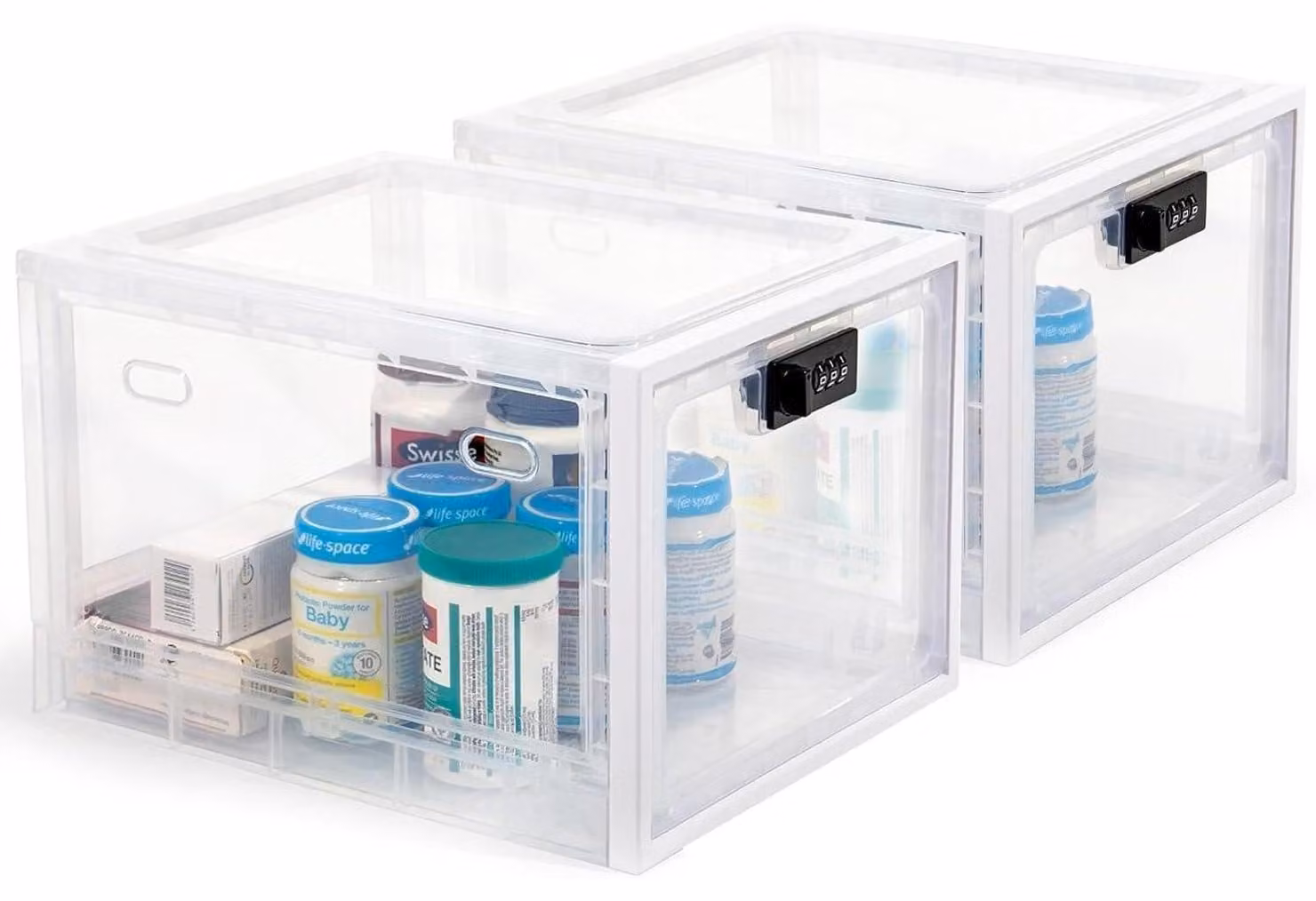 Contenitore di stoccaggio pieghevole con serratura a combinazione, capacità 10 litri, colore bianco