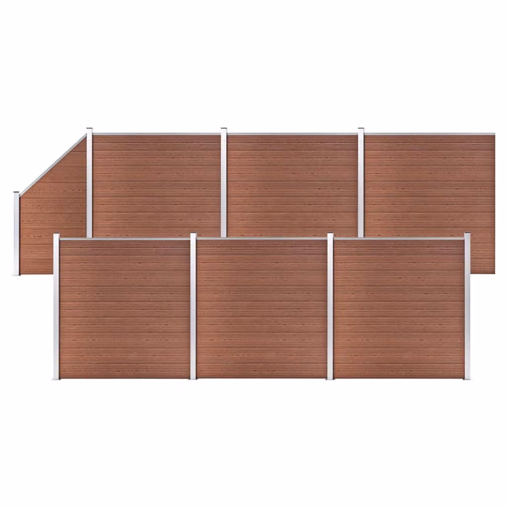 Maison Exclusive - Set di recinzione in WPC: 6 pannelli quadrati + 1 pannello obliquo, 1138 x 186 cm, marrone