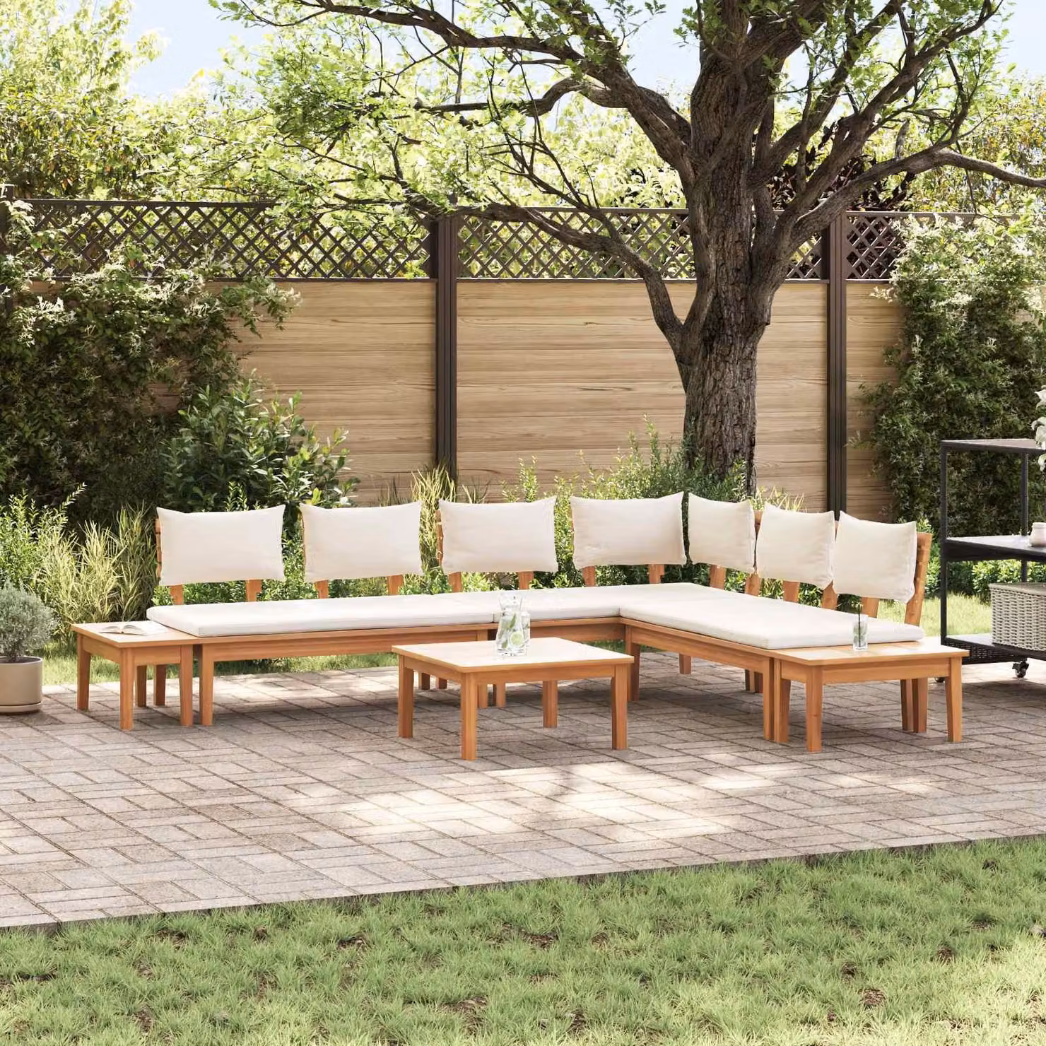 Maison Exclusive - Set di divani da giardino, 4 pezzi, color marrone e crema