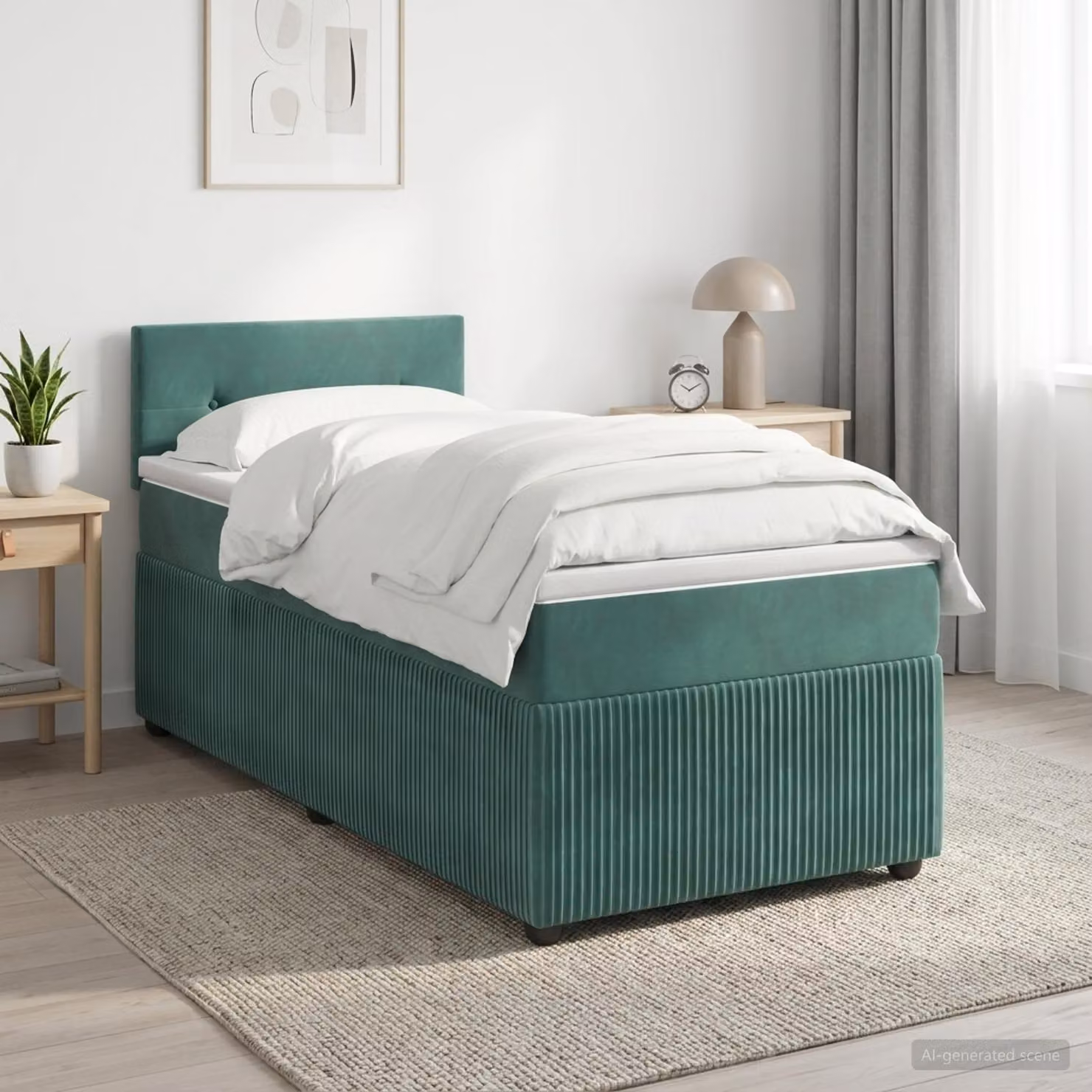 Letto box spring con materasso vidaXL in velluto verde scuro, L 90 cm x P 200 cm