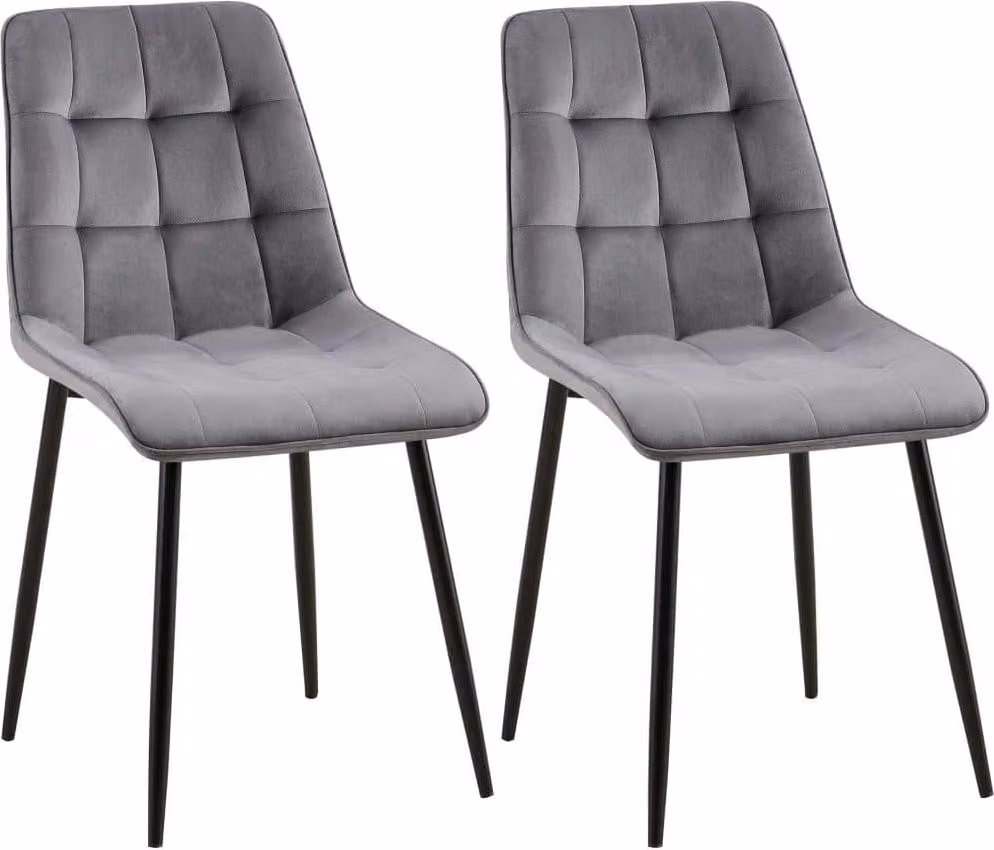 set di 2 sedie da pranzo - sedie in velluto - elevato comfort di seduta | Colore: grigio scuro. Materiale: morbido