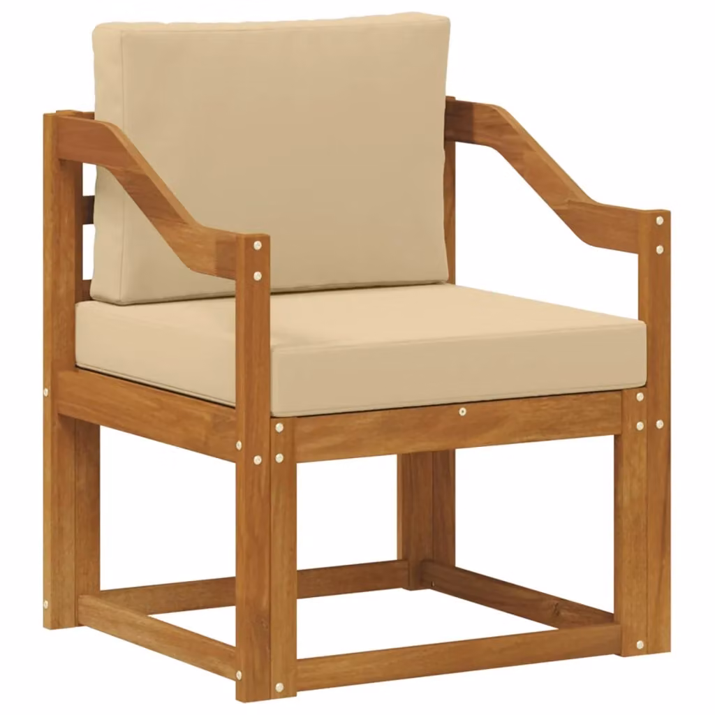 Divano da esterno moderno in legno di acacia massello e poliestere color marrone e beige – 2
