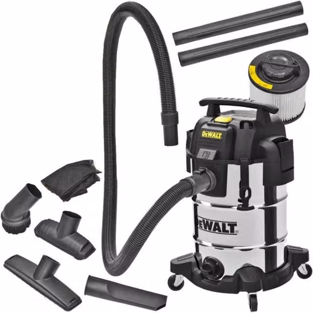 Aspiratore solidi e liquidi DeWalt DXV30SAPTA giallo in acciaio inossidabile