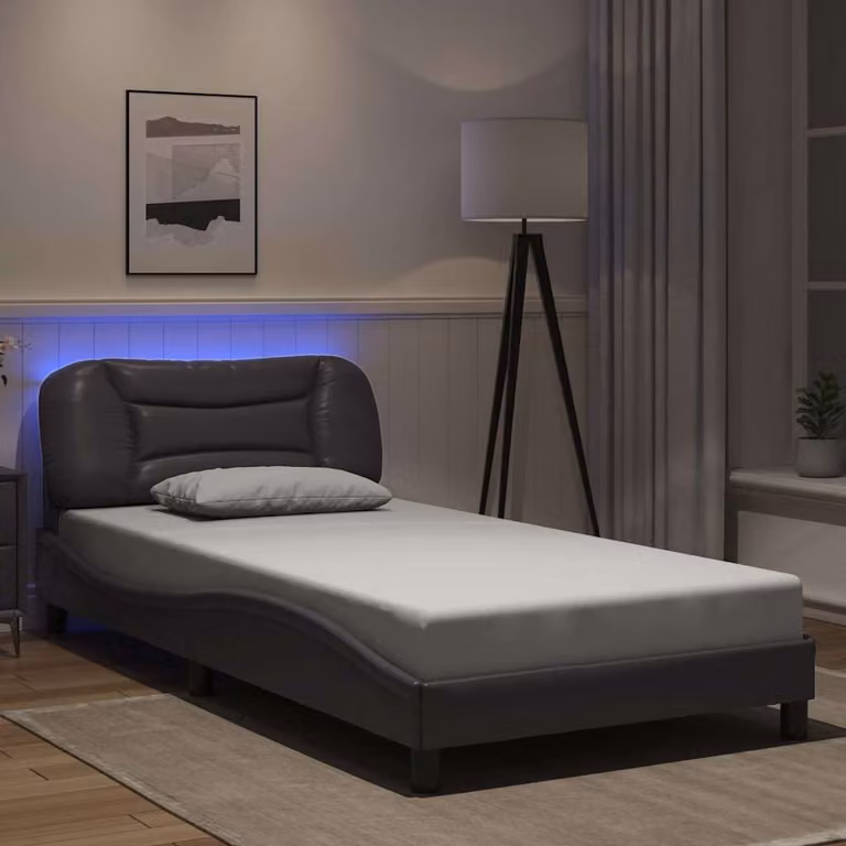 vidaXL Giroletto Hvar Grigio con LED e porta USB senza materasso L: 200 cm, P: 100 cm