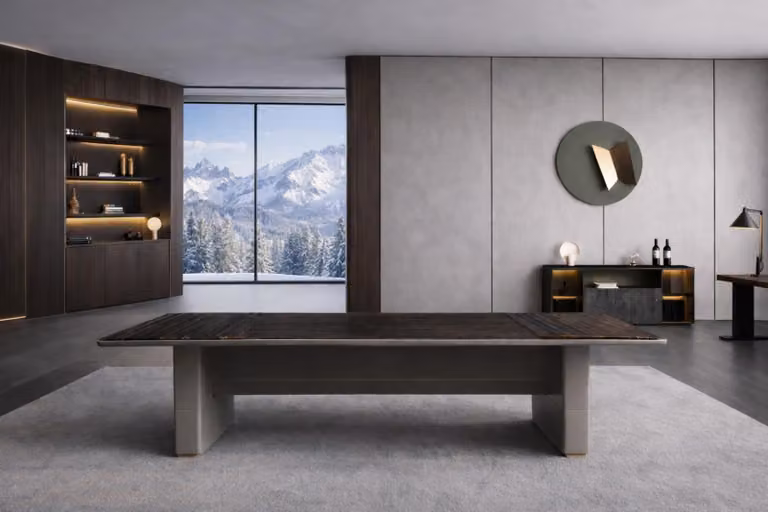 Tavolo da riunione marrone di alta qualità, tavolo da conferenza di design, arredamento