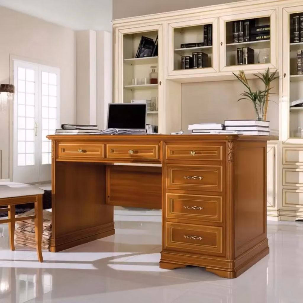 Scrivania con 6 cassetti in legno Mobili 2G colore marrone L: 140 cm, P: 85 cm, H: 82 cm – 2