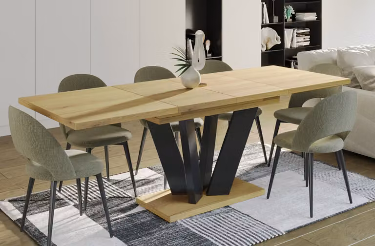 Endo-Möbel tavolo da pranzo allungabile Alex 130cm - 210cm tavolo robusto a colonna (rovere naturale)