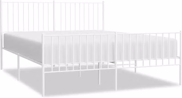 Giroletto con Testiera e Pediera-Struttura letto con testiera Metallo Bianco 160x200 cm