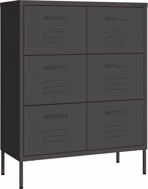 Mobile a 6 cassetti HELLOSHOP26 antracite design moderno L: 80 cm, P: 35 cm, H: 101,5 cm