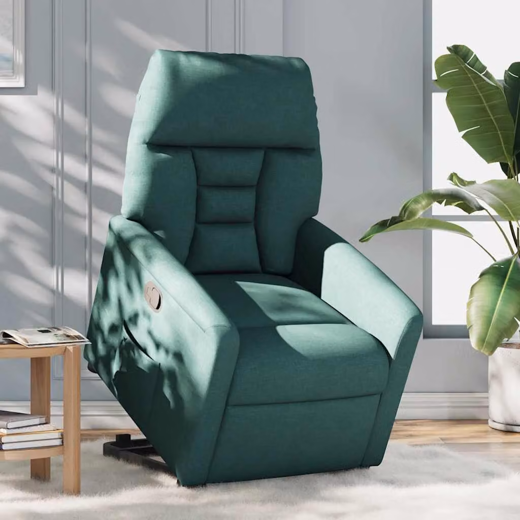 vidaXL Poltrona Alzapersona Reclinabile Verde Scuro in Tessuto