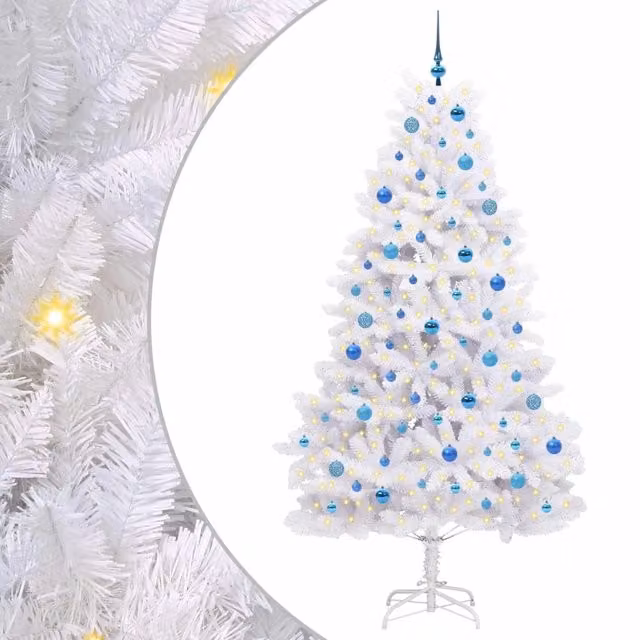 Albero di Natale | Decorazioni natalizie Artificiale con Rami Pieghevoli Bianco 210 cm