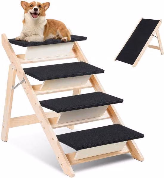 Cuccia per cani 2 in 1 - Cuccia regolabile - Per cani di taglia grande e piccola - Per letto e divano - Legno di betulla - Base antiscivolo fino a 80 kg
