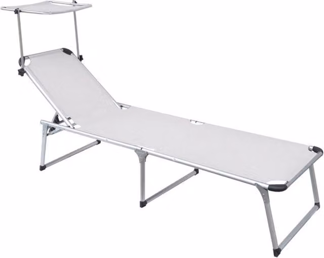 Set di 2 brandine Moia con tettuccio alto in alluminio e textilene color avorio e argento
