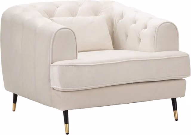 Poltrona Praga 93x71x86 cm in Poliestere Crema/Oro