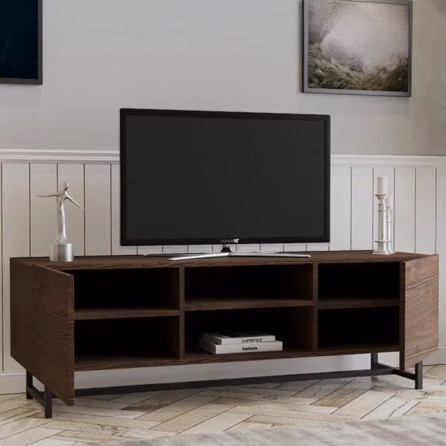 Mobile porta TV DMORA Monno con 3 ripiani, Marrone Noce, L 150 cm x P 41 cm x H 50 cm