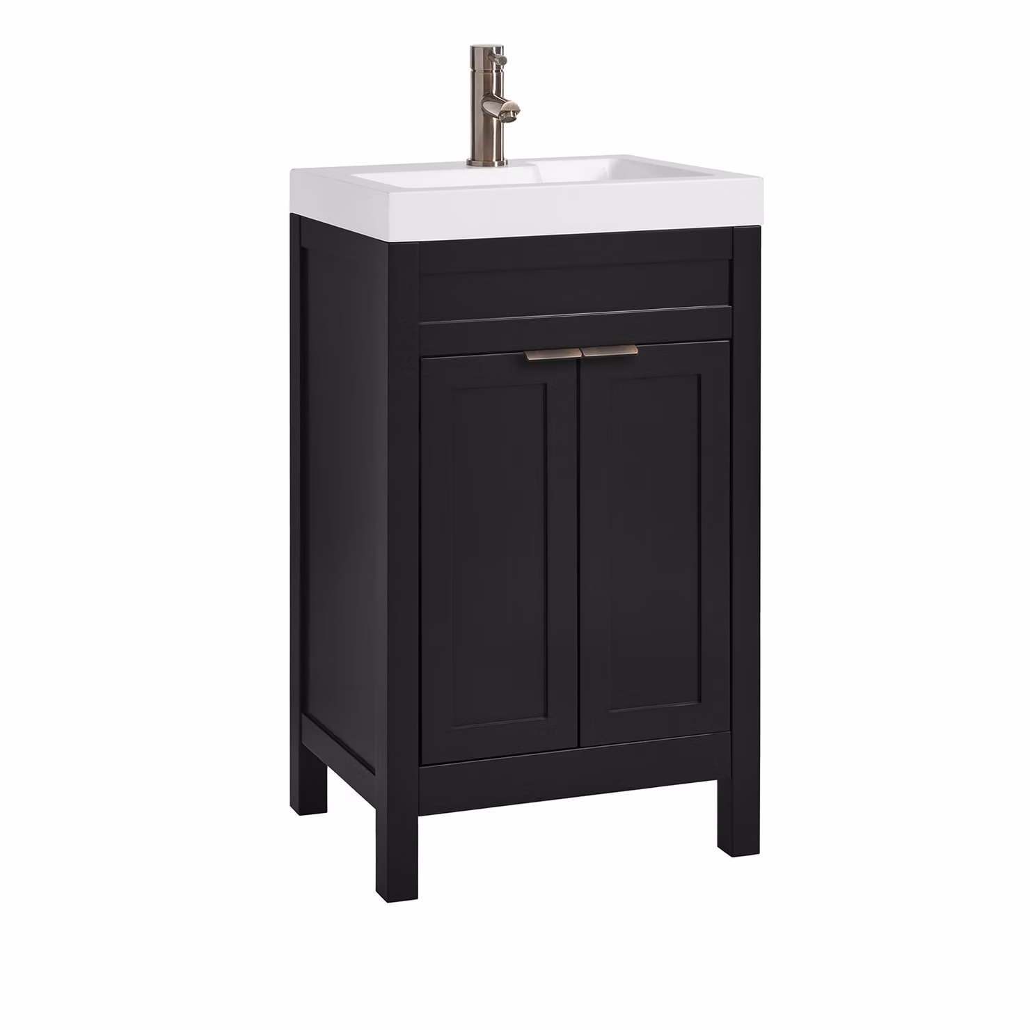 Mobile Bagno Grigio Nero da 500mm con Lavabo e Maniglia Moderna con Impugnatura a Dito in Bronzo Spazzolato - Warwick