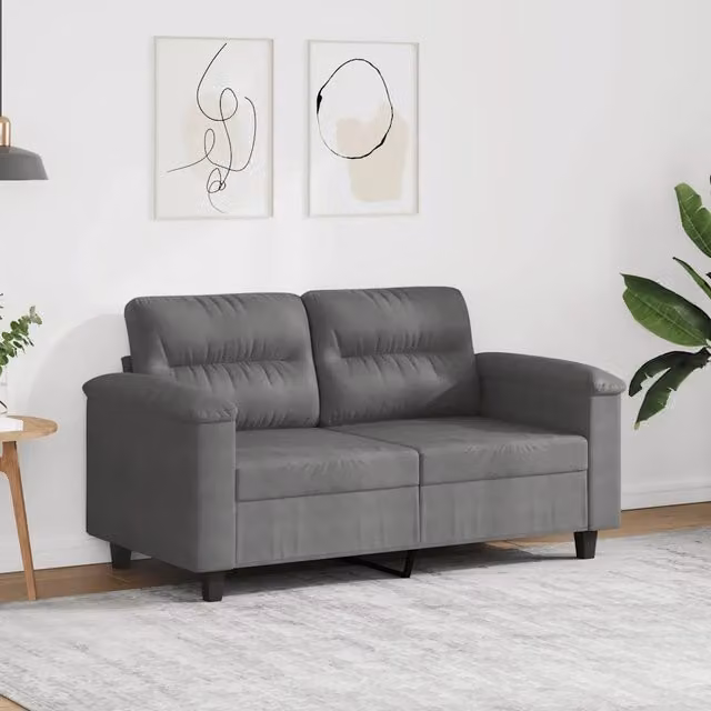 Divano a 2 posti moderno vidaXL in microfibra grigia con struttura in metallo L: 150 cm, P: 80 cm, H: 77 cm – 1