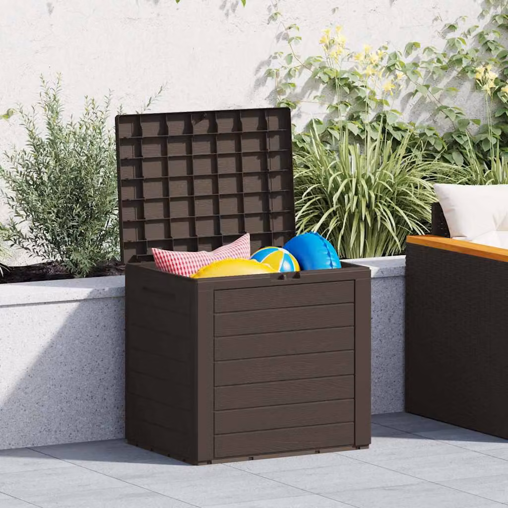 Baule da giardino vidaXL marrone in polipropilene L: 58,5 cm, P: 46 cm, H: 55 cm
