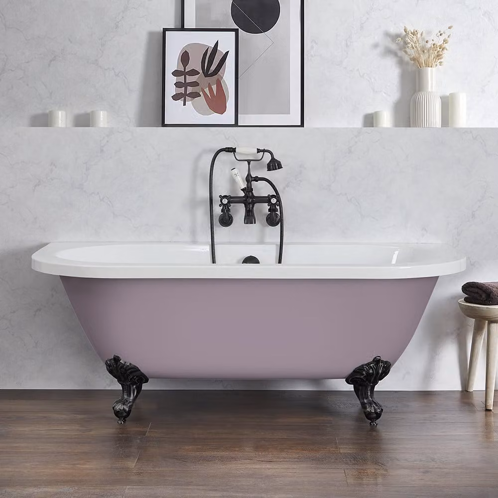 Vasca da Bagno Tradizionale Freestanding a Parete - Giallo (Honey Yellow) - 1685 mm x 780 mm - Piedini Neri - Richmond