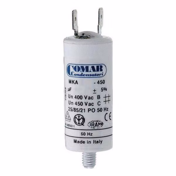 Condensatore mka 60 uf 5% 450 v 50x120 con pin m8 e doppio faston
