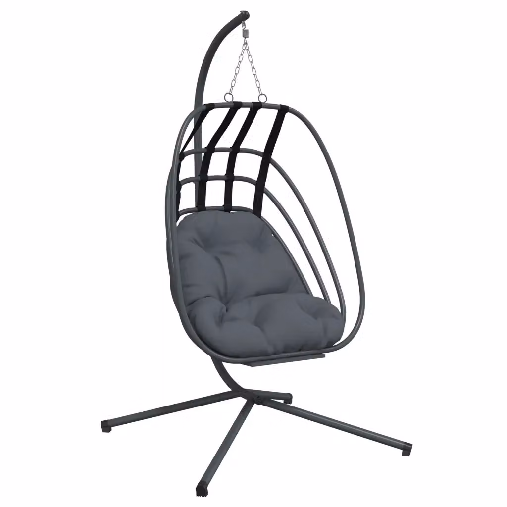 Sedia a uovo sospesa con supporto in acciaio vidaXL colore antracite per giardino e lounge – 2