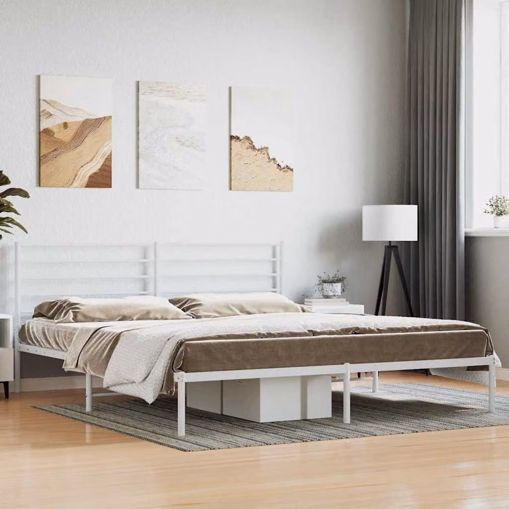 vidaXL Giroletto con Testiera in Metallo Bianco L/P: 180 x 200 cm