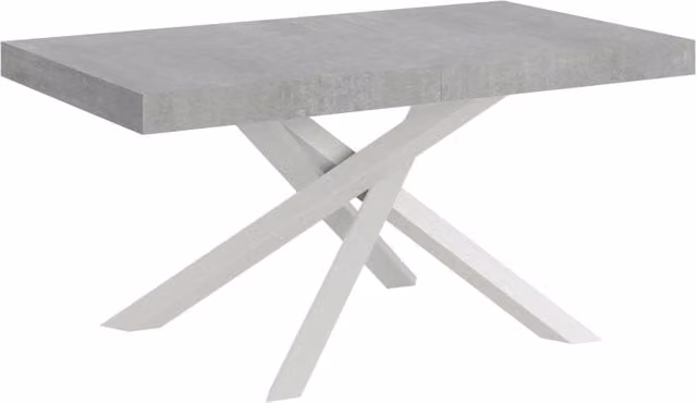 Tavolo Allungabile Volantis Premium in Cemento con Telaio Bianco e Grigio L/P/H: 180-440 x 90 x 77 cm