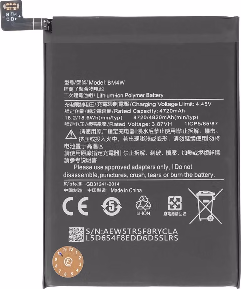 Avizar, batteria Li-Polymer Xiaomi Mi 10T Lite 5G 4820mAh 3.87V, Nero