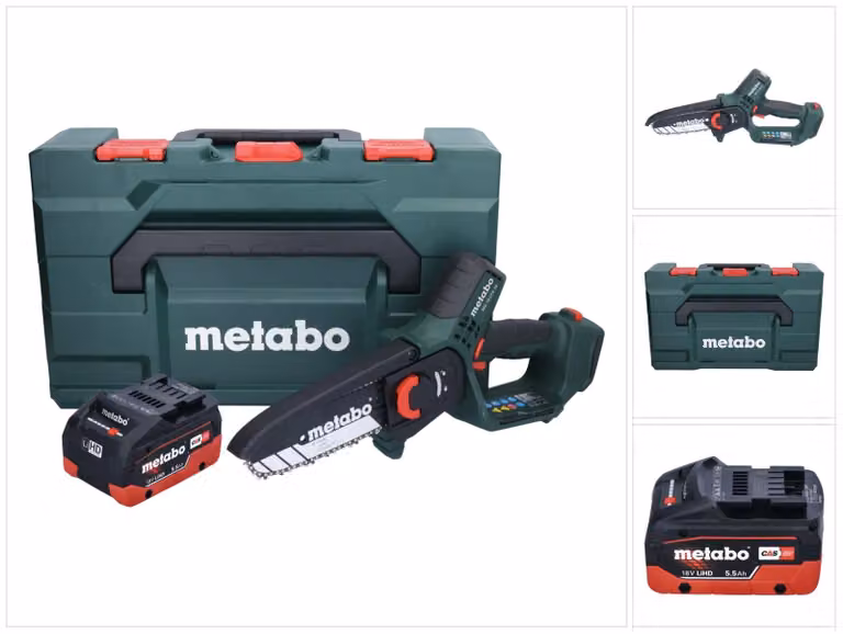 Metabo MS 18 LTX 15 sega da potatura a batteria 18 V 15 cm 5 m/s + 1x batteria ricaricabile 5,5 Ah + metaBOX - senza caricabatterie