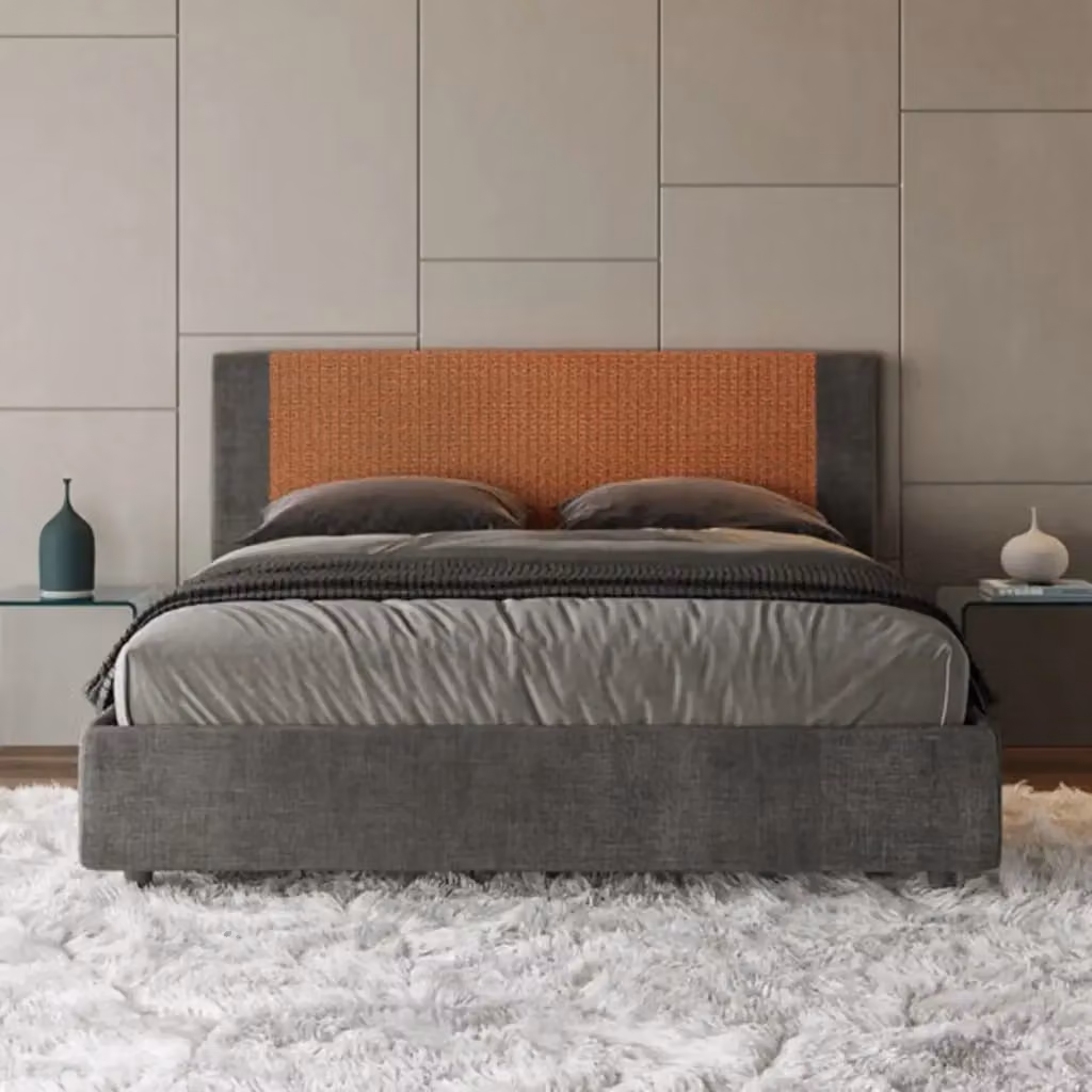 Letto matrimoniale contenitore Ityhome imbottito in tessuto Labirinto 4 arancio L/P/H: 160 x 200 cm – 2