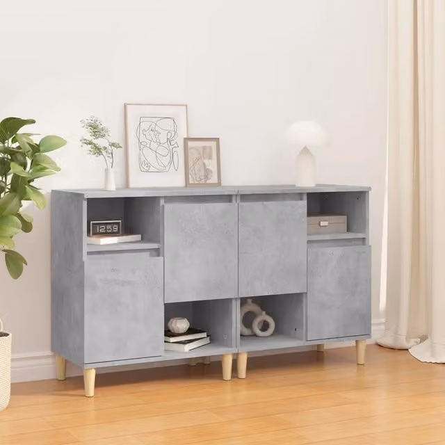 Set di 2 credenze vidaXL in legno e MDF grigio opaco, L/P/H: 60 x 35 x 70 cm