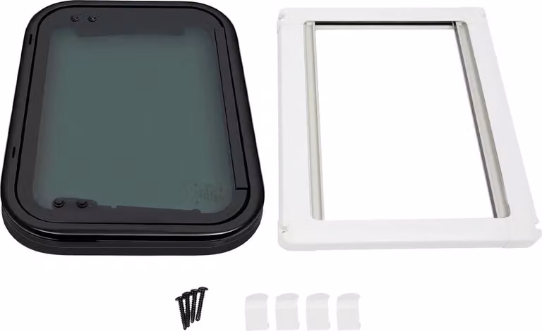 Finestre per camper e caravan - 500x350 mm - Finestre a vasistas - Vetro temperato - Resistente ai raggi UV, circa 18% di trasmissione della luce - Spessore della parete 30-40 mm - Montaggio a sandwich - Avorio