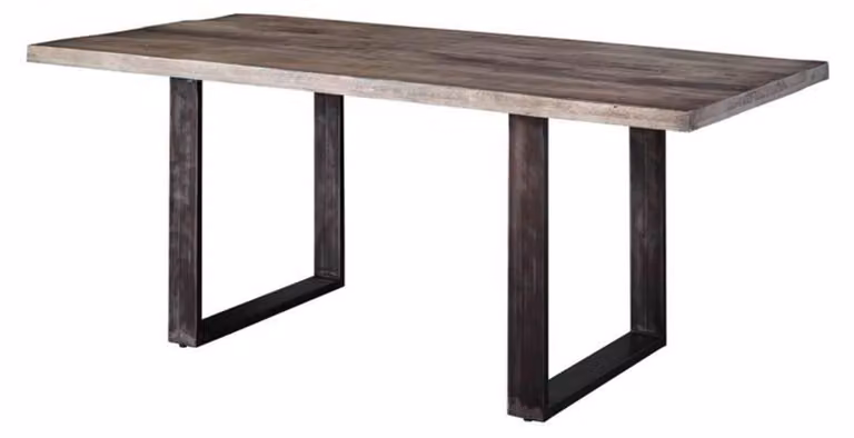 MASSIVMOEBEL24 | tavolo da pranzo in legno di Mango 210x100x76 grigio scuro laccato HEAVY INDUSTRY #102