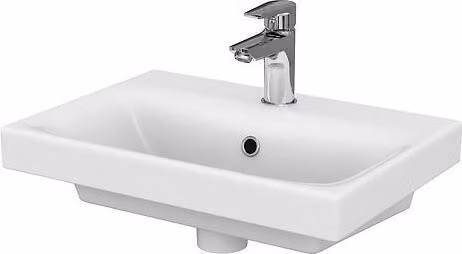 Lavabo da appoggio in Vetroceramica Moduo Slim, 60 cm, con piletta, bianco, rettangolare, con foro centrale per il miscelatore