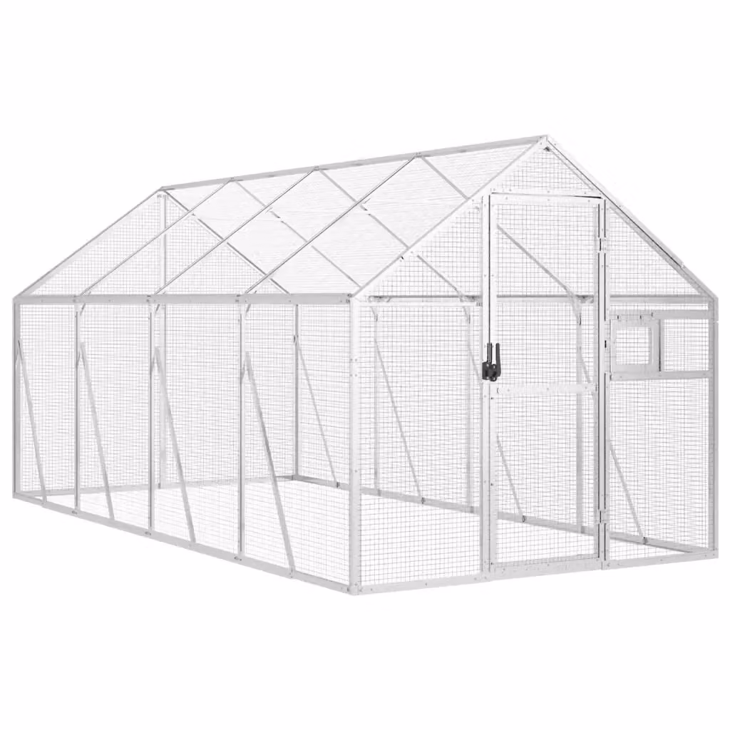 Voliera vidaXL in alluminio color argento L: 400 cm, P: 179 cm, H: 185 cm – 2